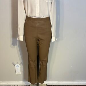 Theory lamb leather slim kick cropped pants